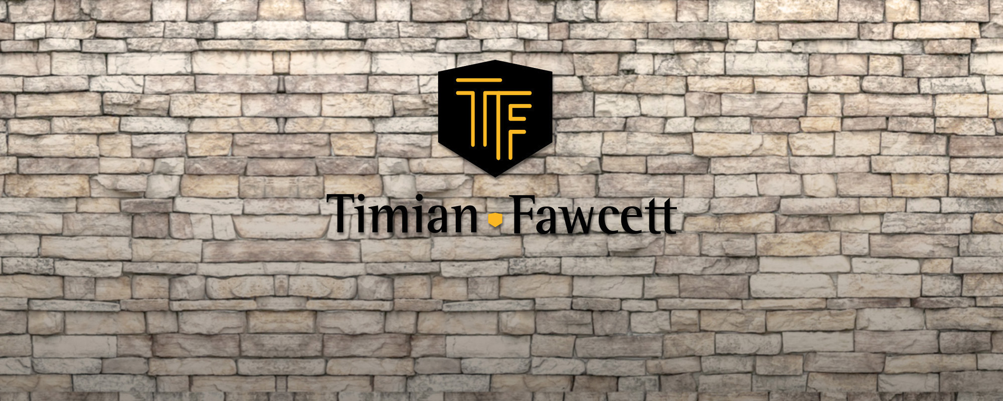 timian fawcett sign on stone wall texture background